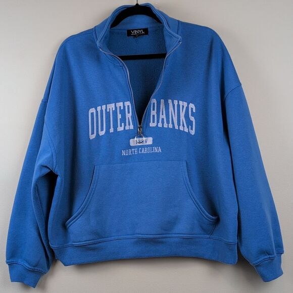 Vinyl Icons Outer Banks Embroidered Quater Zip Long Sleeve Sweatshirt Size L - Picture 9 of 9